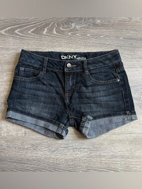 DKNY Dark Wash Cuffed Denim Shorts